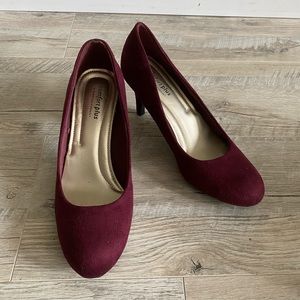 Plum velvet heels
